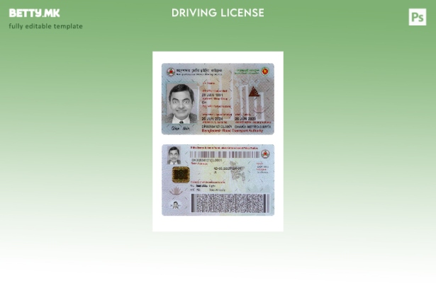 Модерен стил Бангладеш Присутен шаблон за непрофесионална возачка дозвола